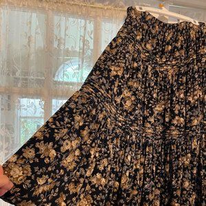 Laura Ashley 3-Tier Floral Blue Corduroy Skirt, Women's XL